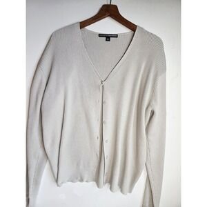 LINDA ALLARD ELLEN TRACY Cardigan X Beige Ribbed Button‎ Front Vintage